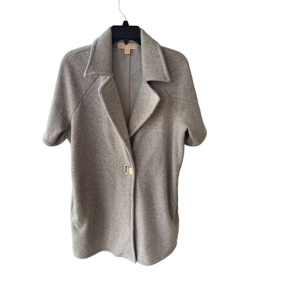 MICHAEL KORS Womens Gray Fleece Lined Short Sleeve Jacket Size Large - Picture 1 of 8